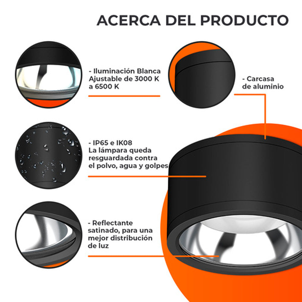 LAMPARA LED DE INTERIOR 35W 100-240V NEGRO ELARA III TECNOLITE