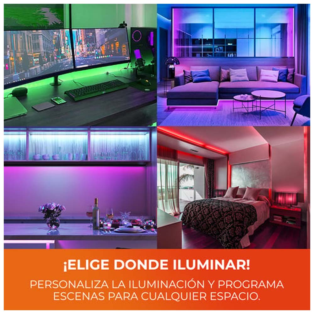 KIT DE 2 TIRAS LED 35W 100-240V 20M RGB 35TIRLEDRGBVCDBT2M HALO RGB TECNOLITE***HAE 2024***