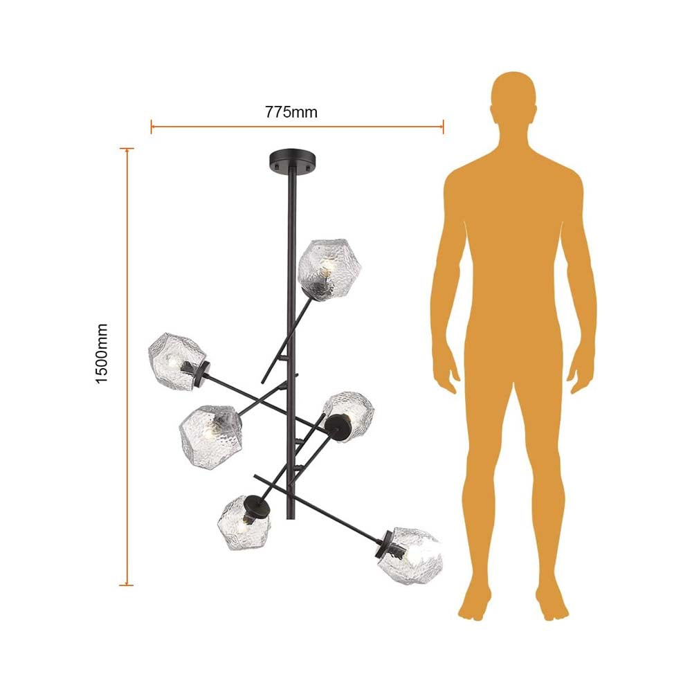COLGANTE DE CRISTAL TECNOLITE CASTULA I 1.5M DE ALTURA 360W SEIS BASES E14 NO INCLUYE FOCOS ***TECNOLITE HAE***