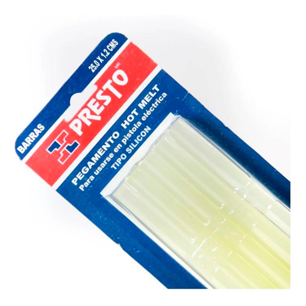 BARRITAS DE SILICON PARA PISTOLA ELECTRICA 25CM X 1/2" BLISTER 10 PIEZAS