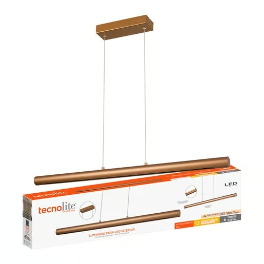 LAMPARA LINEAL COLGANTE LED METAL 88.5CM 36W LUZ CALIDA BRILLANTE IRC90 NO ATENUABLE 36CTLLED170MV30D