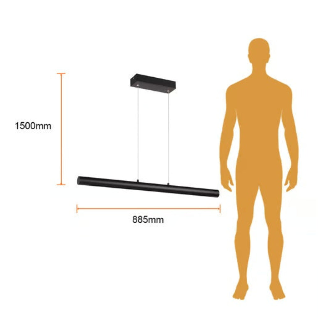 LAMPARA LINEAL COLGANTE LED DE METAL 88.5 CM DE LONGITUD 36 W LUZ CALIDA BRILLANTE IRC 90 NO ATENUABLE 36CTLLED170MV30N