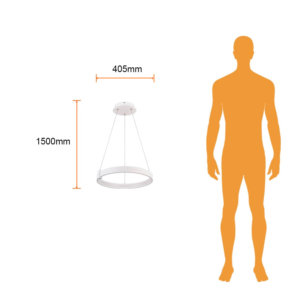 LAMPARA COLGANTE LED CIRCULAR METAL 40.5CM 36W LUZ CALIDA BRILLANTE IRC90 NO ATENUABLE 36CTLLED171MV30B