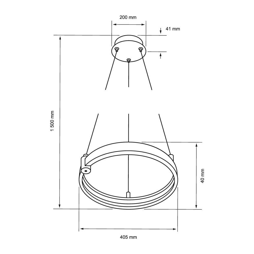 LAMPARA COLGANTE LED CIRCULAR METAL 40.5CM 36W LUZ CALIDA BRILLANTE IRC90 NO ATENUABLE 36CTLLED171MV30B