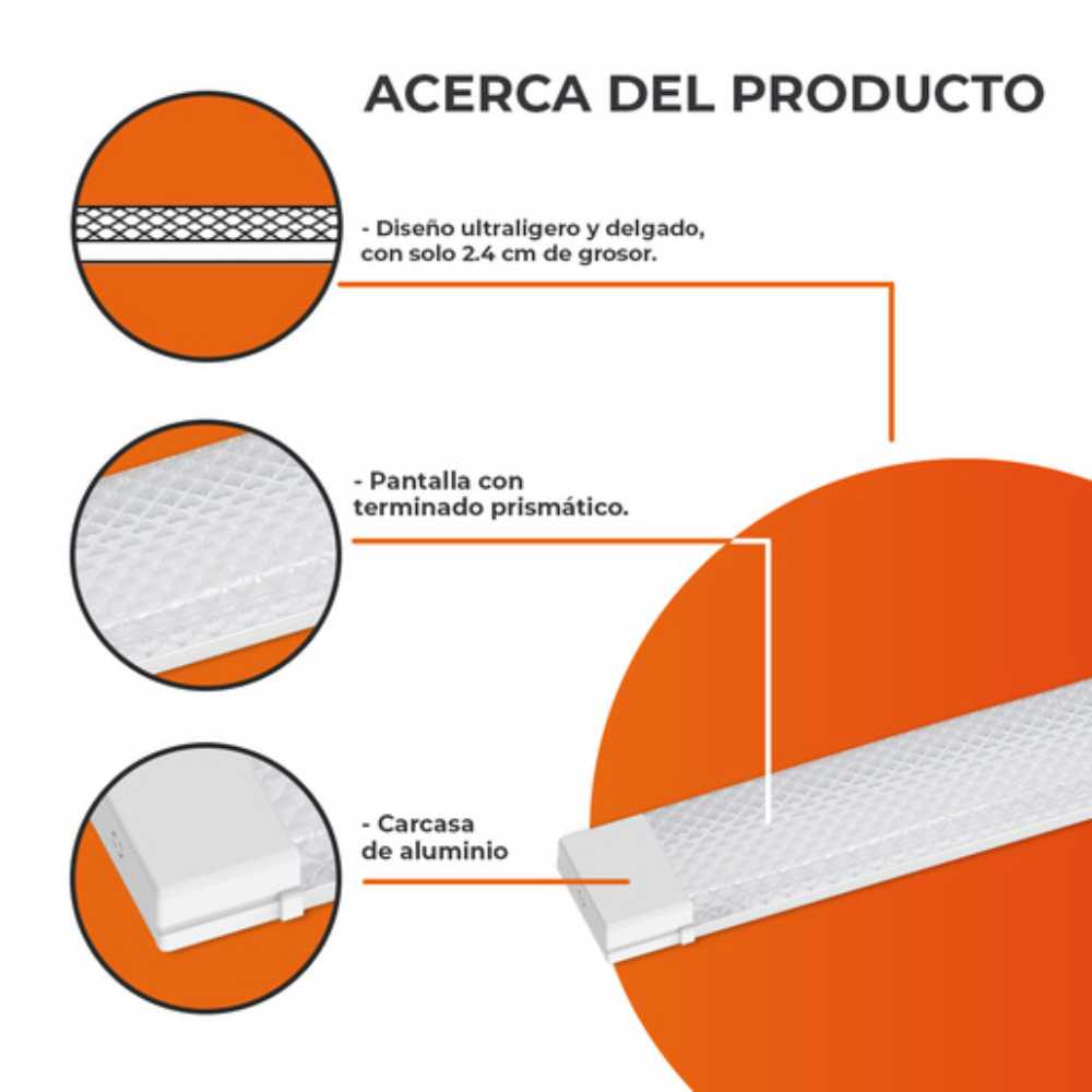 LAMPARA REGLETA LED 1.20 M SOBREPONER 36 W LUZ BLANCA NEUTRA NO ATENUABLE LED INTEGRADO 36FLCPLED120MV40B