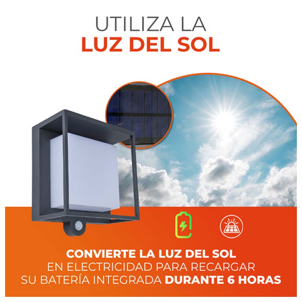 LAMPARA SOLAR ARBOTANTE LED 3 W LUZ CALIDA BRILLANTE SENSOR DE MOVIMIENTO 3 MODOS DE LUZ IP54 LED INTEGRADO