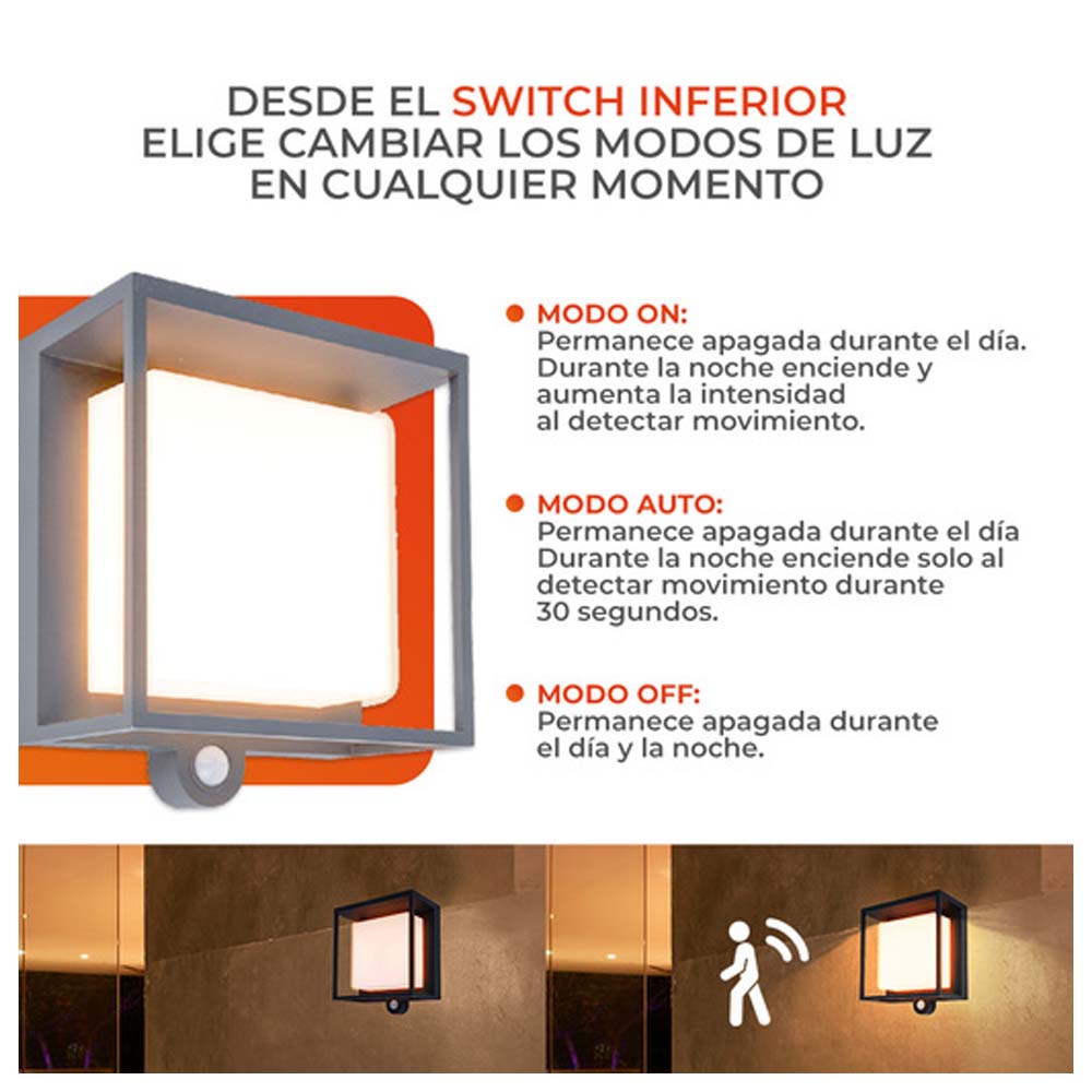 LAMPARA SOLAR ARBOTANTE LED 3 W LUZ CALIDA BRILLANTE SENSOR DE MOVIMIENTO 3 MODOS DE LUZ IP54 LED INTEGRADO