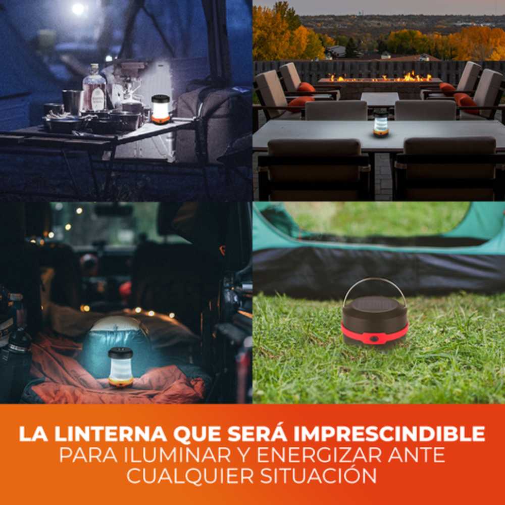 LINTERNA LED SOLAR PARA CAMPING RECARGABLE 3W 6500K PLEGABLE