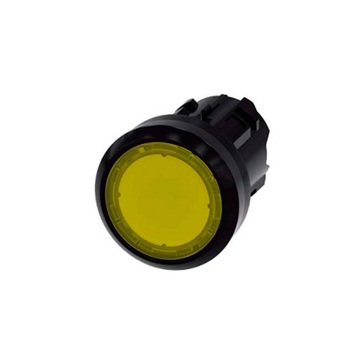 PULSADOR LUMINOSO 22MM REDONDO PLÁSTICO AMARILLO BOTÓN RASANTE CON SOPORTE PARA 3 ELEMENTOS CON SOPORTE