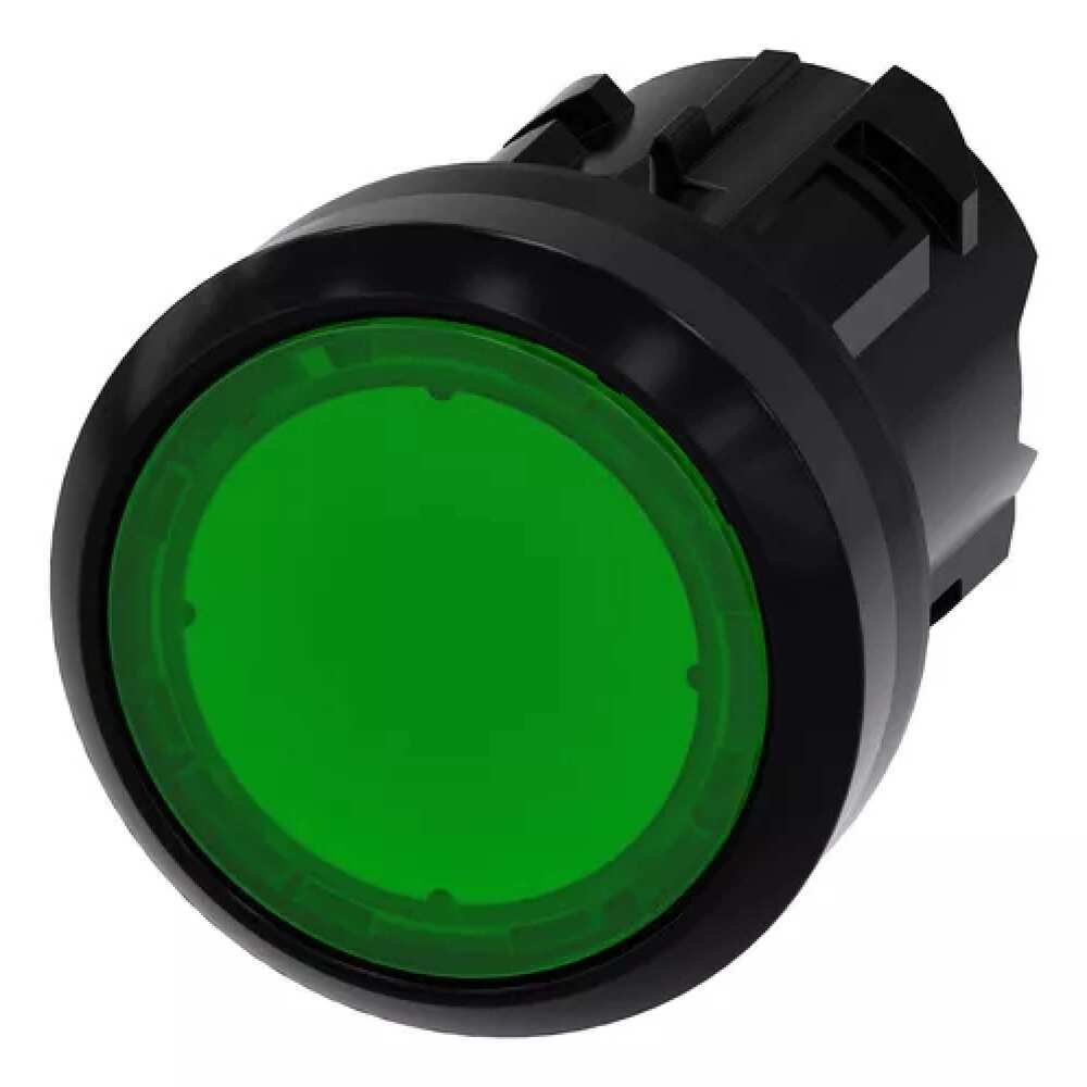 PULSADOR LUMINOSO 22MM REDONDO VERDE CON SOPORTE PARA TRES ELEMENTOS