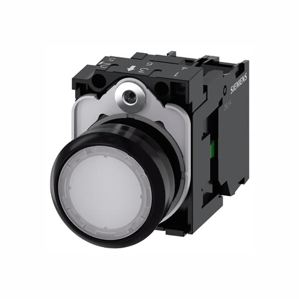 PULSADOR LUMINOSO 22 MM REDONDO PLÁSTICO BLANCO BOTÓN RASANTE MOMENTÁNEO CON SOPORTE 1 NA MÓDULO DE LED CON LED INTGR. 24 V AC/DC 3SU11020AB601BA0 ANTECESOR 3SB32470AA61