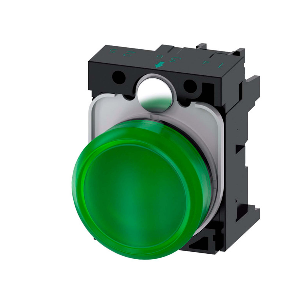 LÁMPARA DE SEÑALIZACIÓN 22 MM REDONDO PLÁSTICO VERDE LENTE LISO CON SOPORTE MÓDULO LED CON LED INTGR. 24 V AC/DC 3SU11026AA401AA0 ANTECESOR 3SB32446BA40