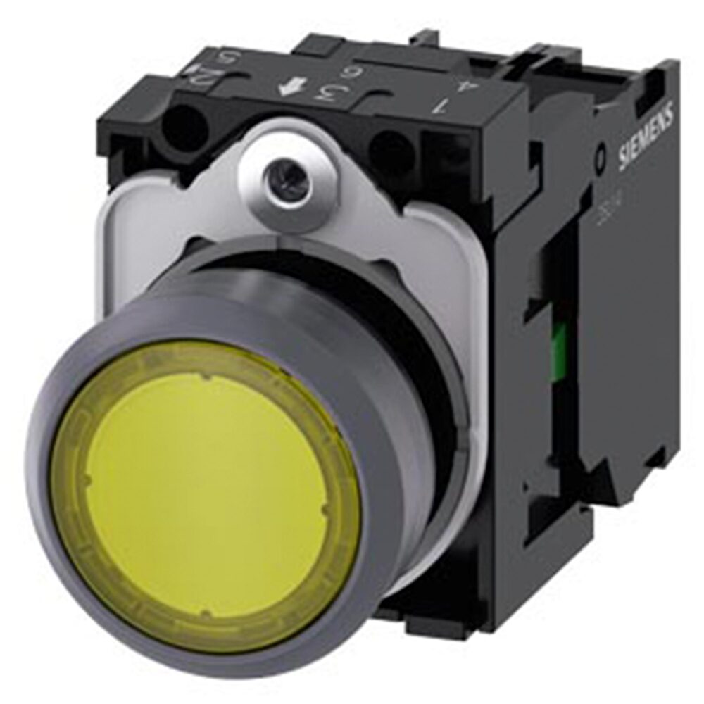 BOTON PULSADOR AMARILLO ILUMINADO 230VCA 1NA+1NC+LED 3SB32550AA31