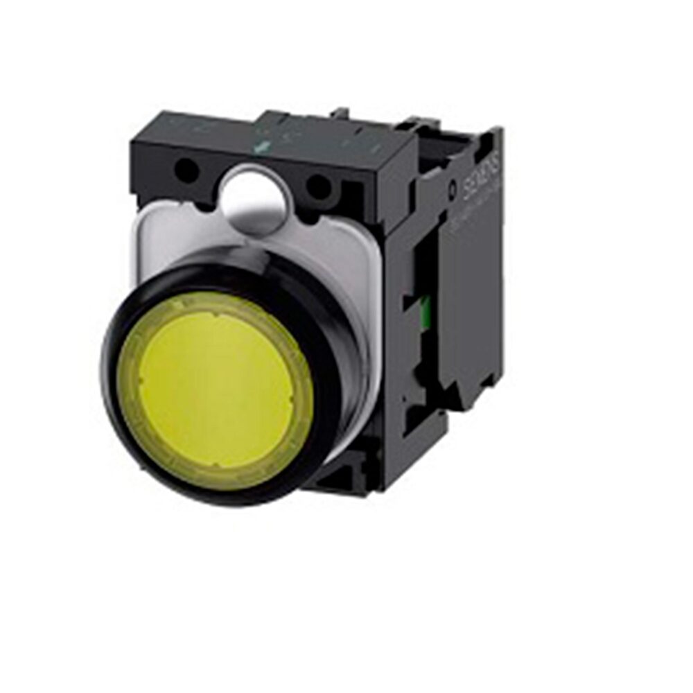 BOTON PULSADOR AMARILLO ILUMINADO 24VCC/CA 1NA+1NC+LED 3SB36470AA31