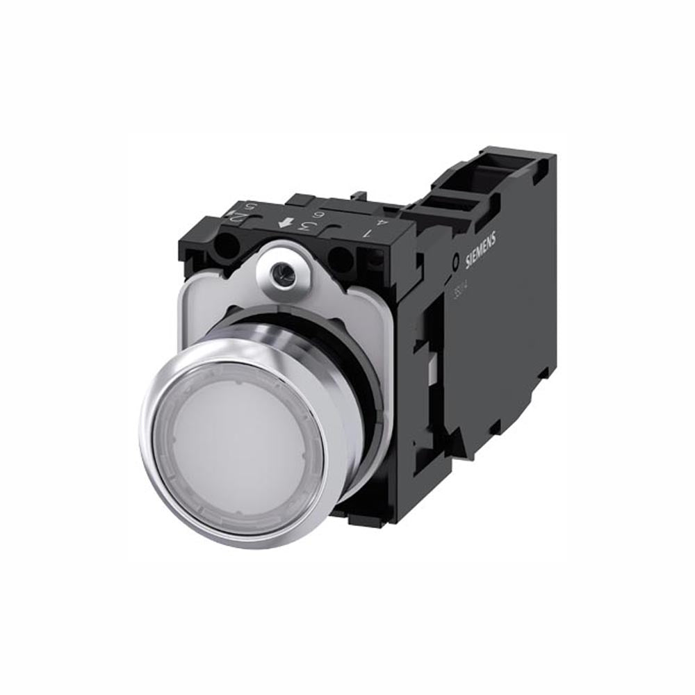 BOTON PULSADOR BLANCO ILUMINADO 24VCD/CA 1NA+1NC+LED 3SB36470AA61