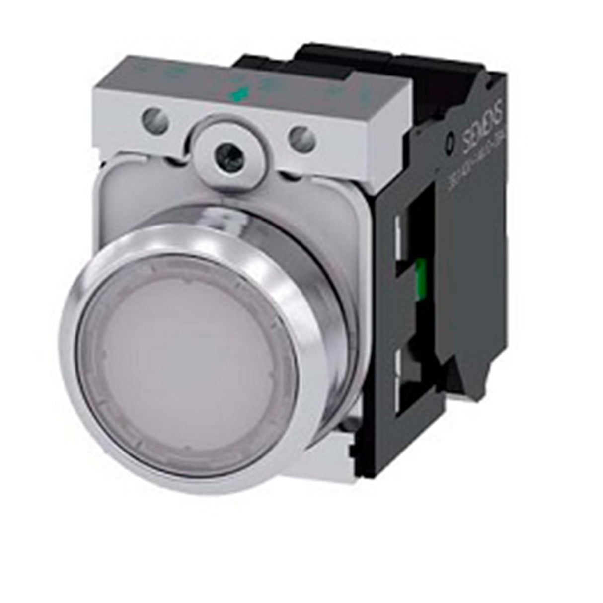 PULSADOR LUMINOSO 22 MM REDONDO METAL BRILLANTE BLANCO BOTÓN RASANTE MOMENTÁNEO CON SOPORTE 1 NA MÓDULO DE LED CON LED INTGR. 24 V AC/DC 3SU11520AB601BA0 ANTECESOR 3SB36470AA61