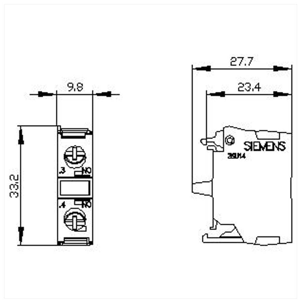 MÓDULO SIEMENS DE CONTACTOS CON UN CONTACTO 1NA BORNES DE TORNILLO PARA FIJACIÓN PLACA