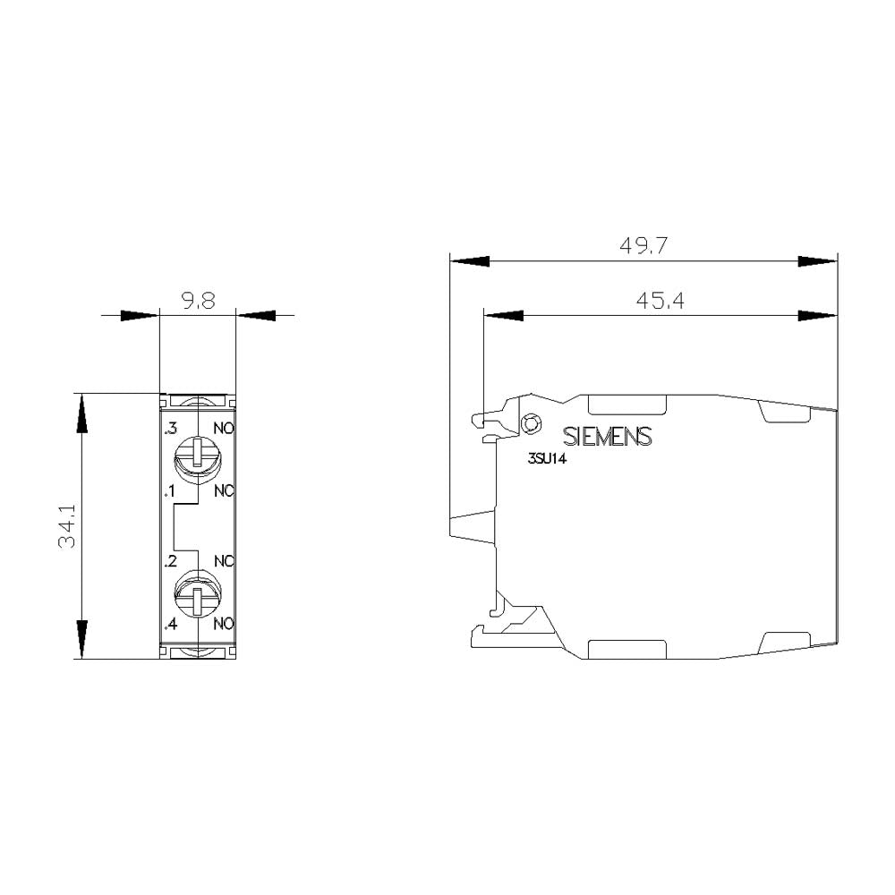 BLOQUE CONTACTOS C/TERMINAL DE TORNILLO 1NA+1NC 3SB34000A