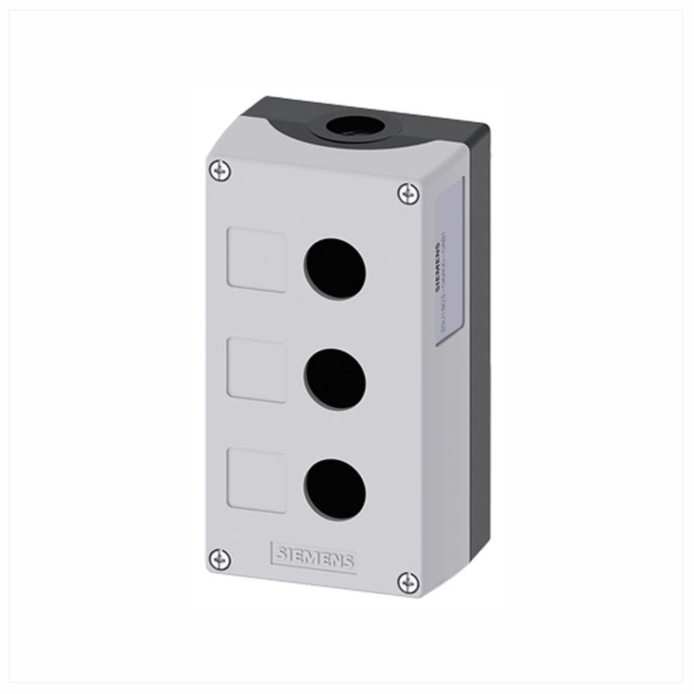 CAJA BOTONERA SIEMENS DE MANDO 22MM DE PLASTICO GRIS 3 PERFORACIONES 3SU18030AA000AB1