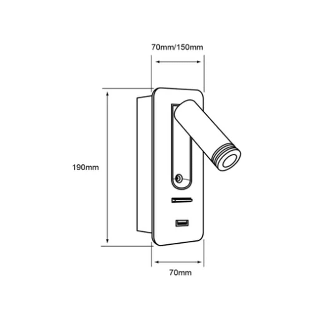 LÁMPARA DE LECTURA EMPOTRABLE LED TECNOLITE 3.4W LUZ SUAVE CÁLIDA AJUSTABLE ***TECNOLITE HAE***