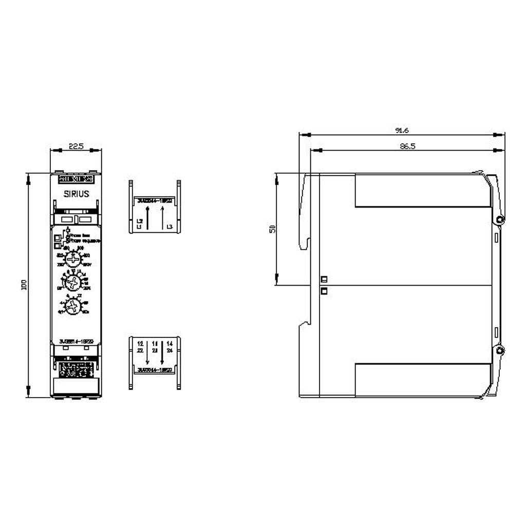 RELE DE VIGILANCIA DE RED ANALOGICO PERDIDA Y SECUENCIA DE FASES 3X 160-690 V AC 15-70 HZ 2 CONMUTADOS BORNE DE TORNILLO
