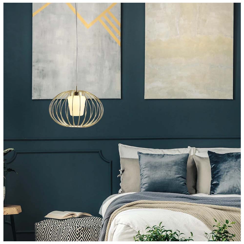 LUMINARIA COLGANTE ORO/OPALINO 1X40W. AITANA