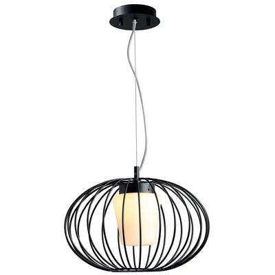 LUMINARIA COLGANTE NEGRO/OPALINO 1X40W. AITANA *** HA. LUMI ***