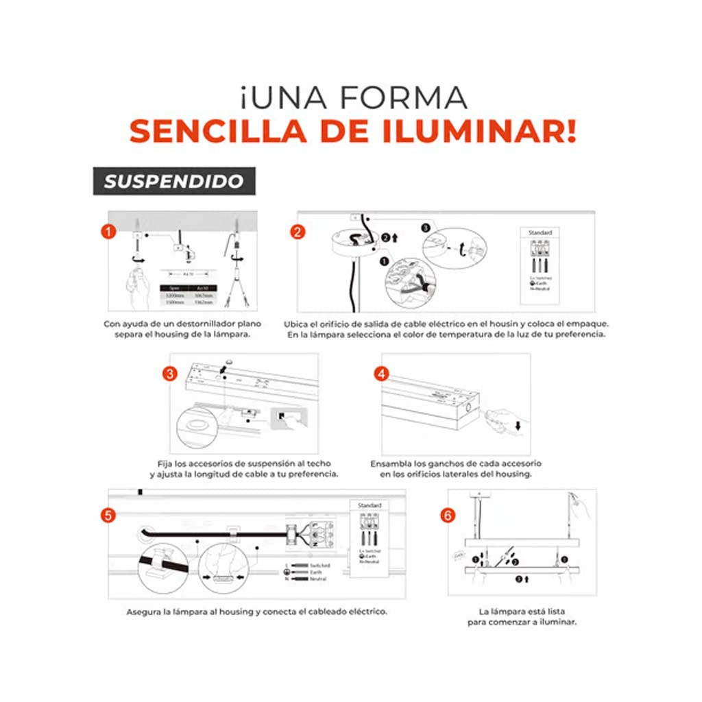 LAMPARA LINEAL LED INTERCONECTABLE 1.20 M 2 EN 1 40 W LUZ BLANCA AJUSTABLE UGR<19 NO ATENUABLE LED INTEGRADO 40LFCLED1285MVCCB
