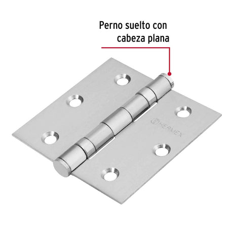 BISAGRA CUADRADA 3" ACERO INOXIDABLE PLANA MCA TRUPER HERMEX