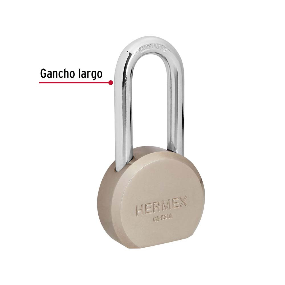 CANDADO REDONDO 65MM GANCHO LARGO LLAVE DE PUNTOS BLISTER MCA TRUPER
