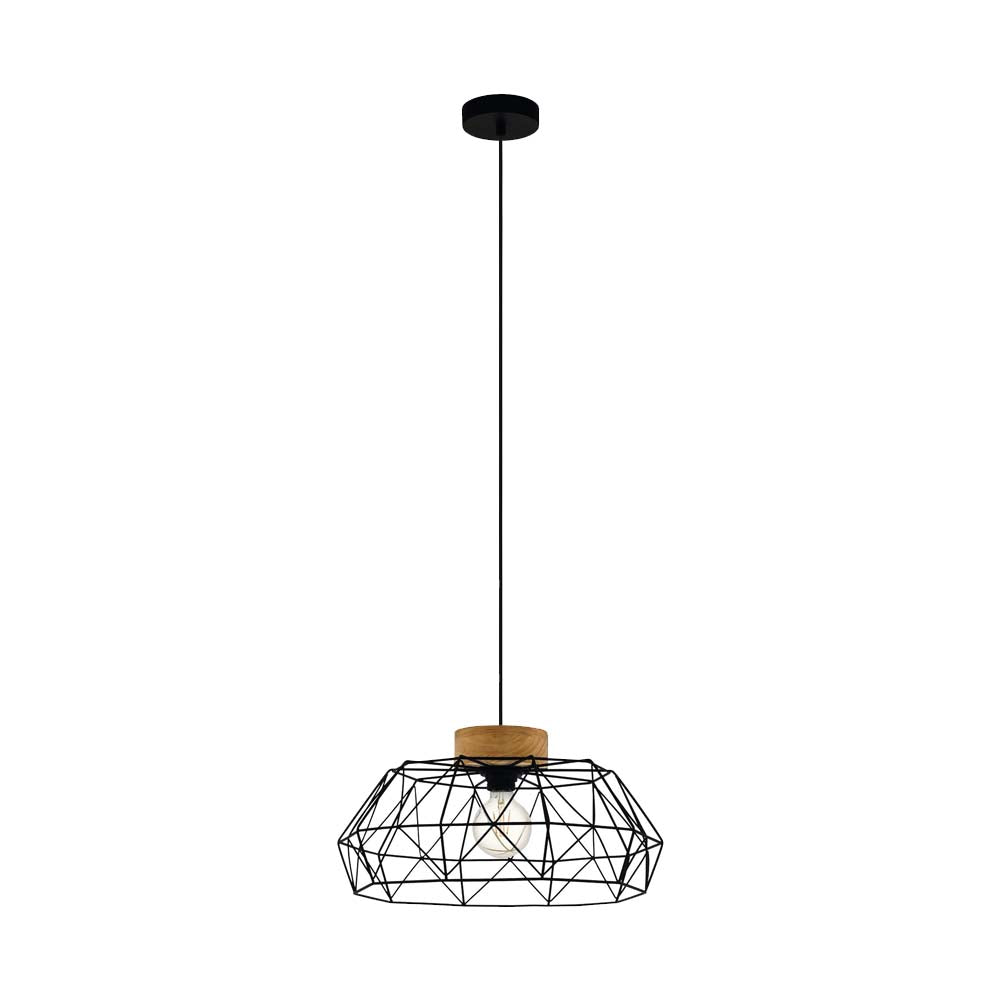 LUMINARIA COLGANTE PADSTOW BASE E26 MADERA Y NEGRO *** HA. LUMI ***