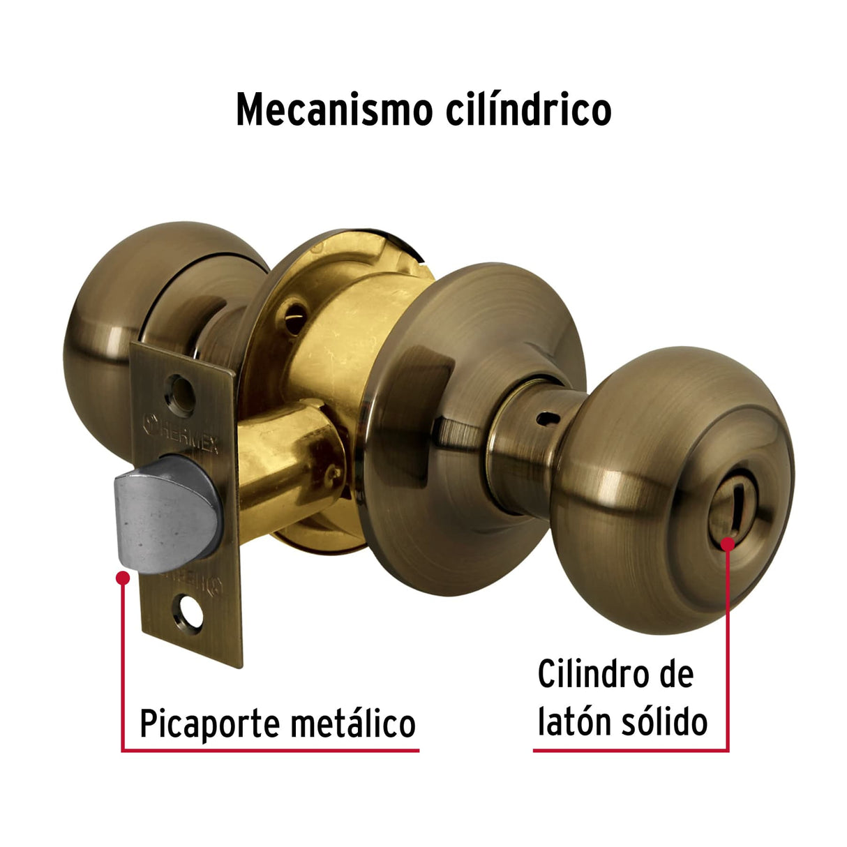 CERRADURA TIPO OVAL PARA BAÑO LATON ANTIGUO HERMEX CEPO-22B