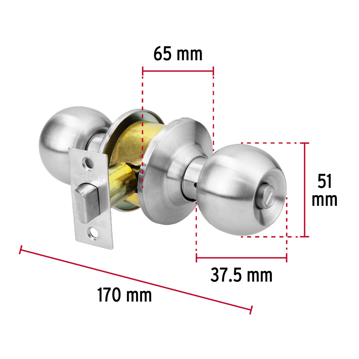 CERRADURA DE POMO TIPO AESFERA BAÑO 43462 HERMEX