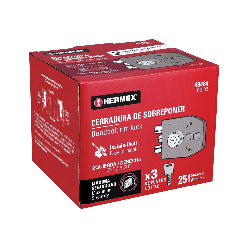 CERRADURA DE SOBREPONER 2 BARRAS CS-92