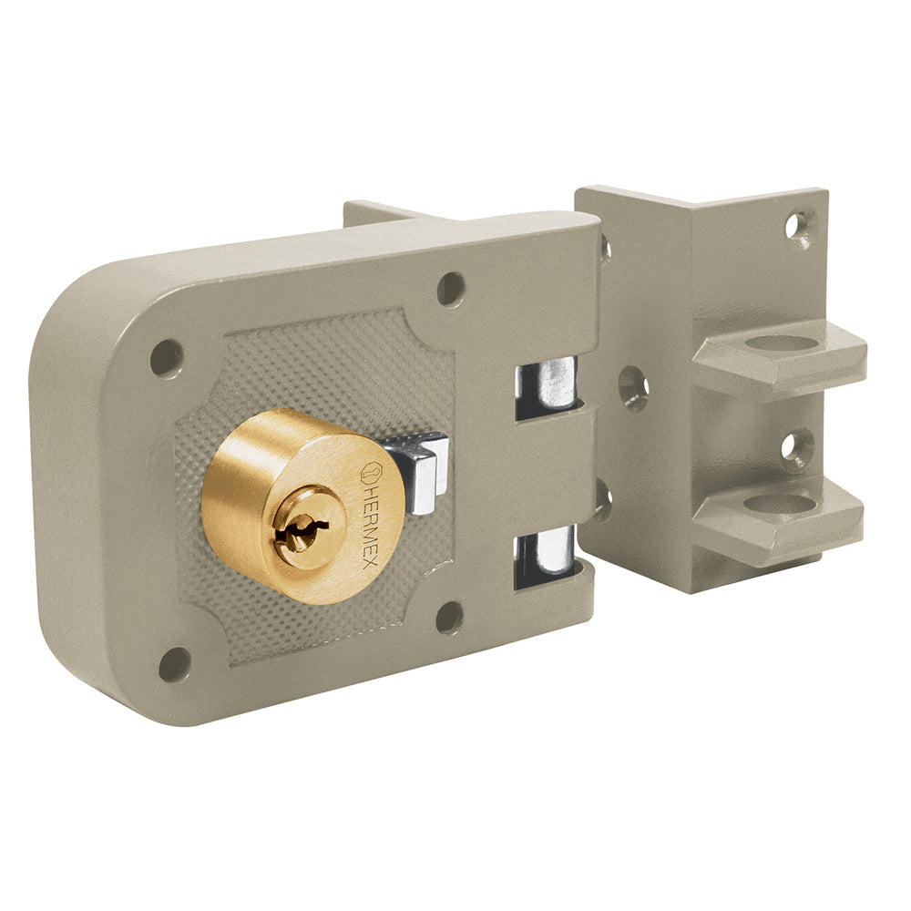 CERRADURA DE SOBREPONER DOBLE CILINDRO DERECHA MCA TRUPER HERMEX