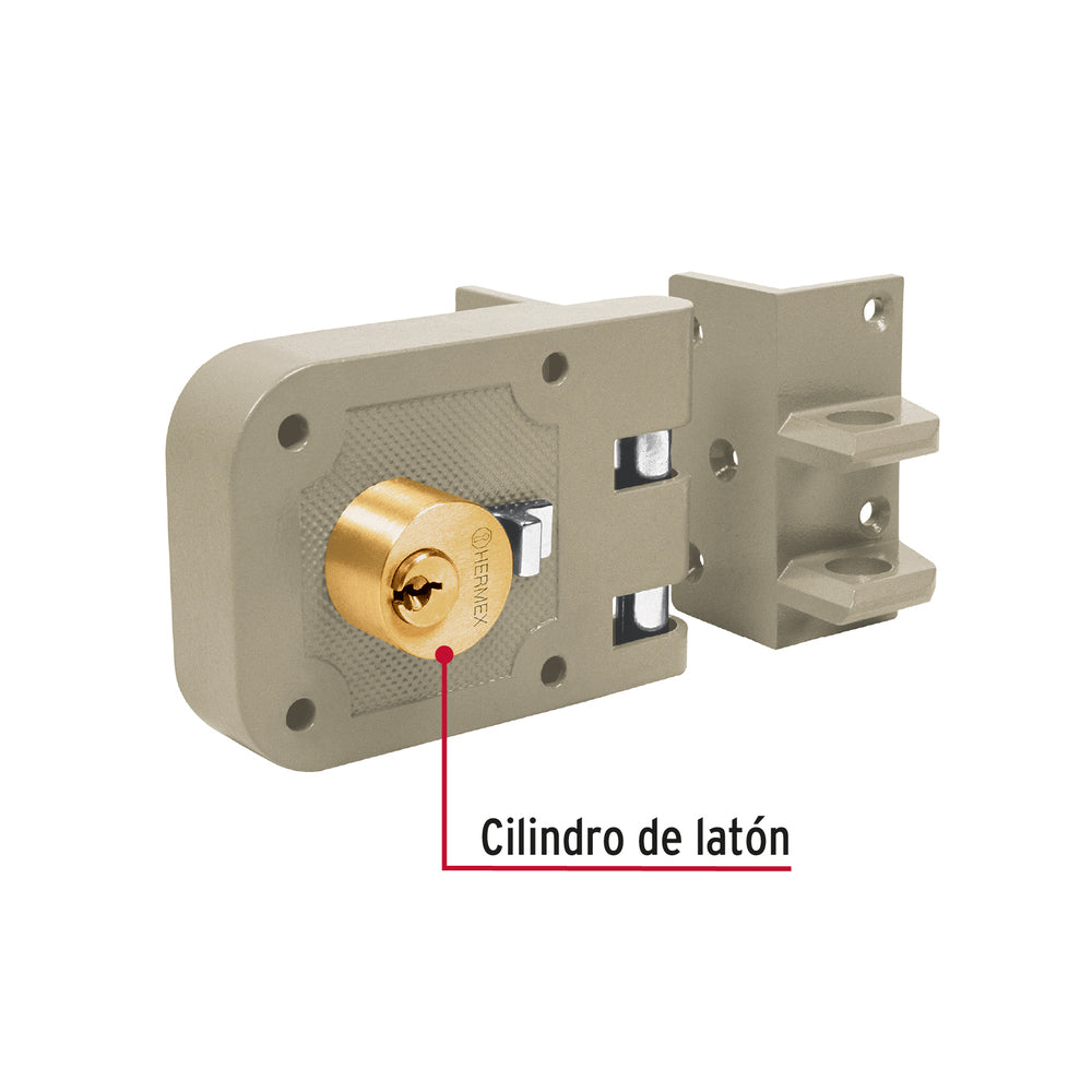 CERRADURA DE SOBREPONER DOBLE CILINDRO DERECHA MCA TRUPER HERMEX