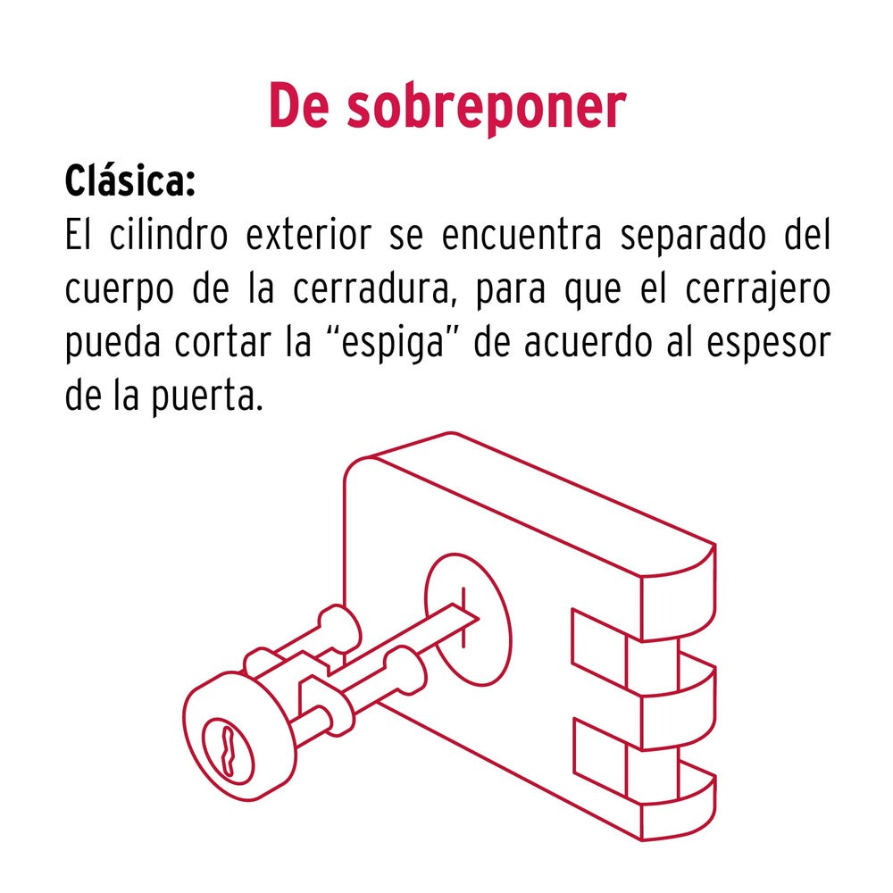 CERRADURA DE SOBREPONER DOBLE CILINDRO DERECHA MCA TRUPER HERMEX