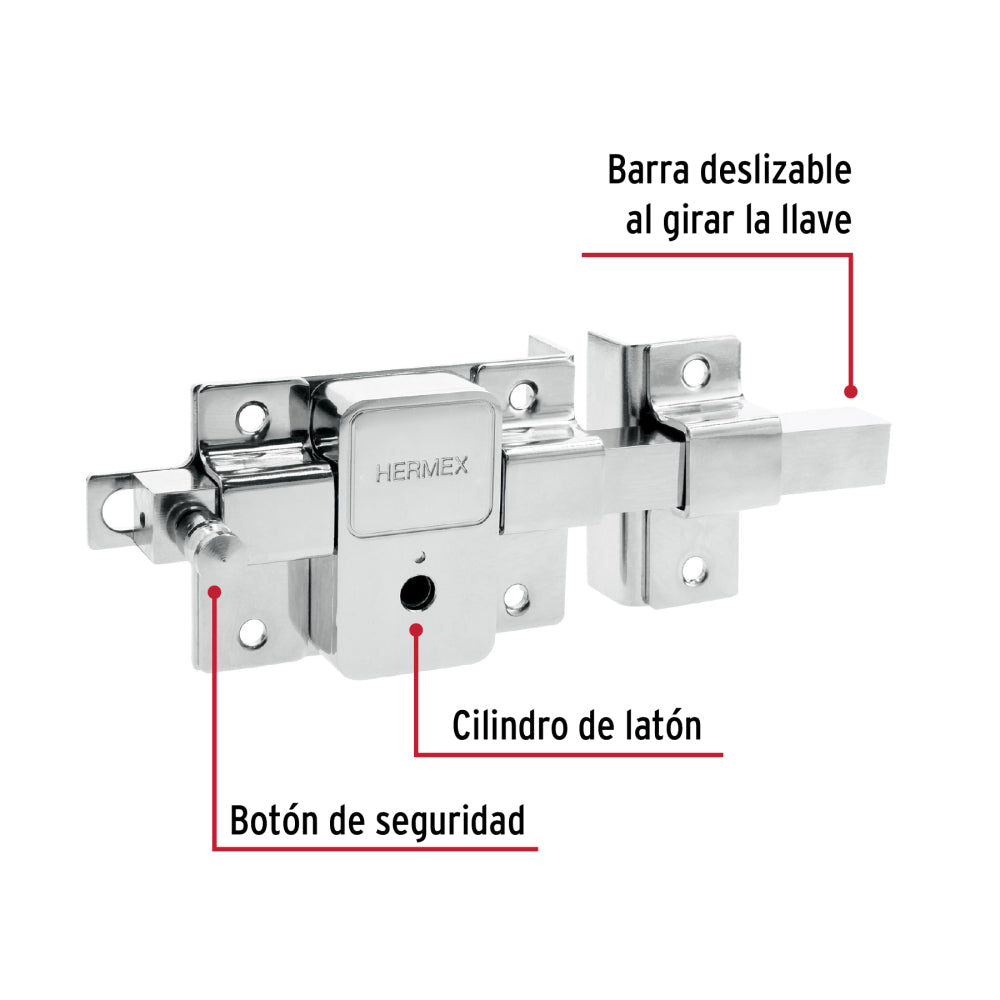 CERRADURA BARRA FIJA ALTA SEGURIDAD DERECHA *** INCLUYE 3 LLAVES TETRA *** CB-50D 43509 TRUPER *** SIMILAR 43516 ***