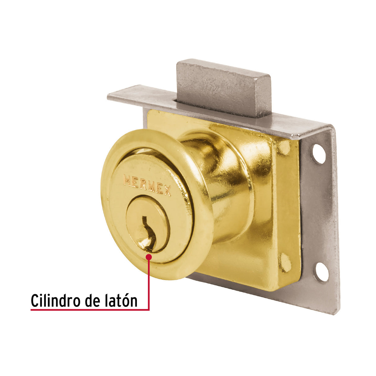 CERRADURA PARA MUEBLE MODELO 24 LATON MCA TRUPER HERMEX