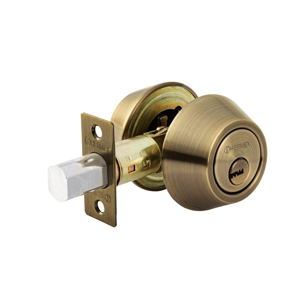 CERROJO LATON ANTIGUO DOBLE CILINDRO MCA TRUPER HERMEX *** SIMILAR 43602 ***