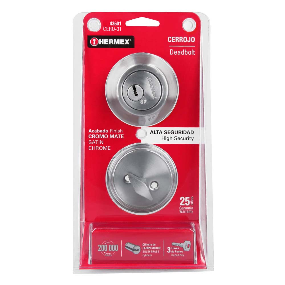 CERROJO CROMO MATE MARIPOSA MCA TRUPER HERMEX