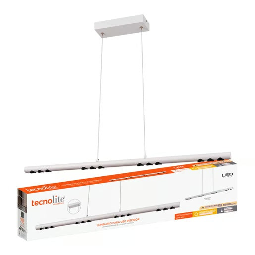 LAMPARA LINEAL COLGANTE LED METAL 94CM 43W LUZ CALIDA BRILLANTE IRC90 NO ATENUABLE 43CTLLED173MV30B