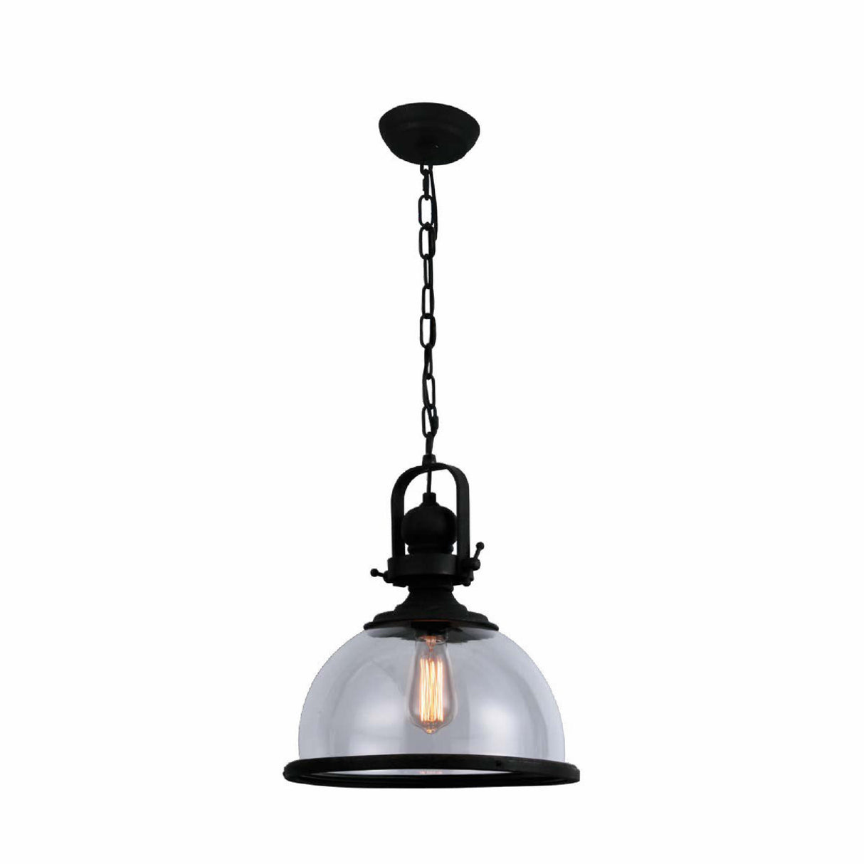 LUMINARIO COLGANTE DE CRISTAL TIPO CAMPANA 1X60W S/ FOCO ACABADO NEGRO MCA STRATTO