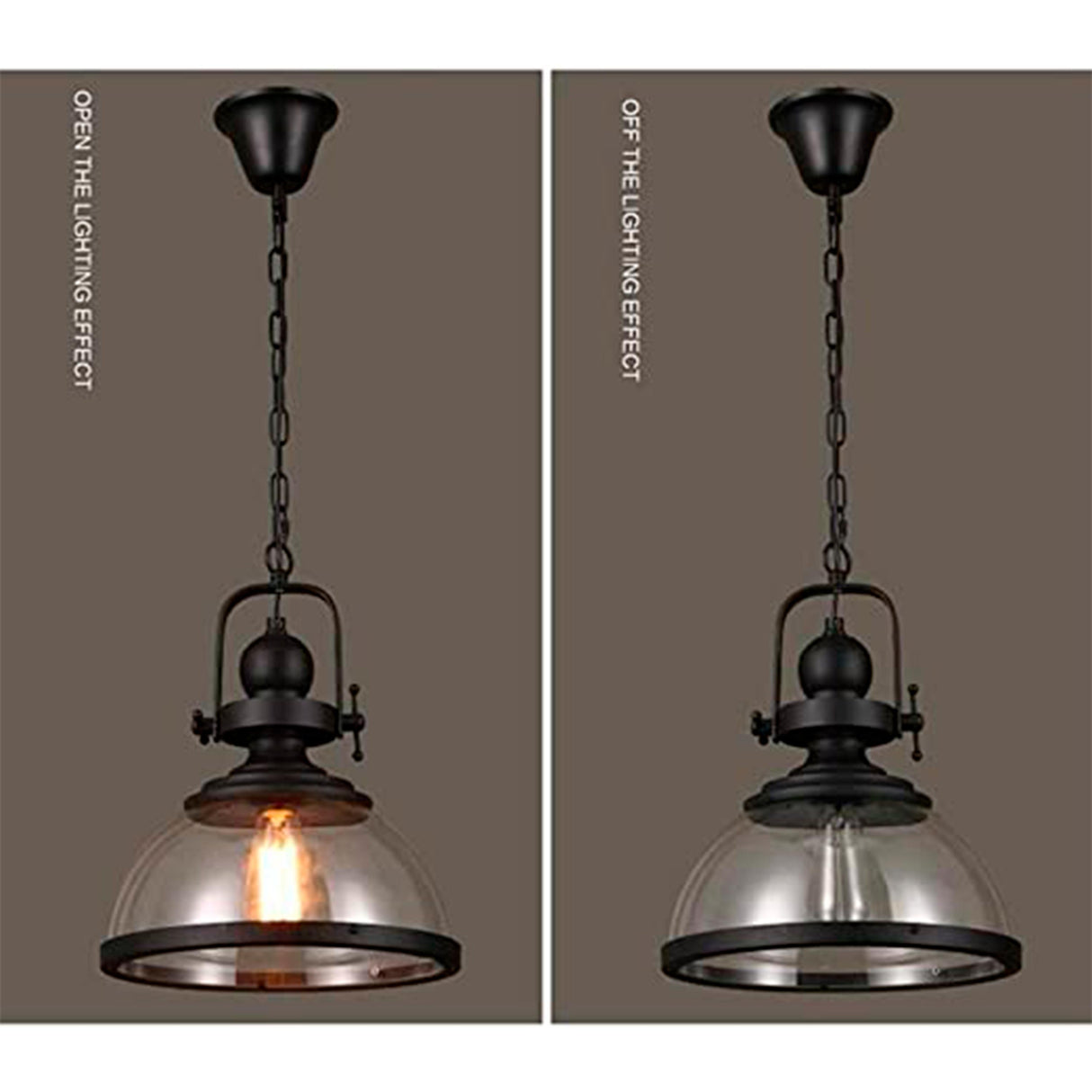 LUMINARIO COLGANTE DE CRISTAL TIPO CAMPANA 1X60W S/ FOCO ACABADO NEGRO MCA STRATTO