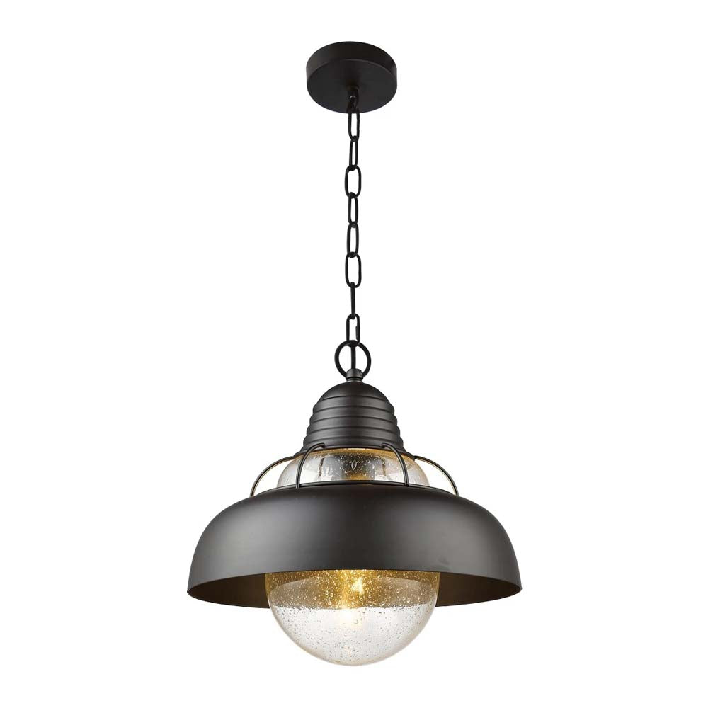 LUMINARIA COLGANTE METAL NEGRO/CRISTAL 1X60W. ALPE *** HA. LUMI ***