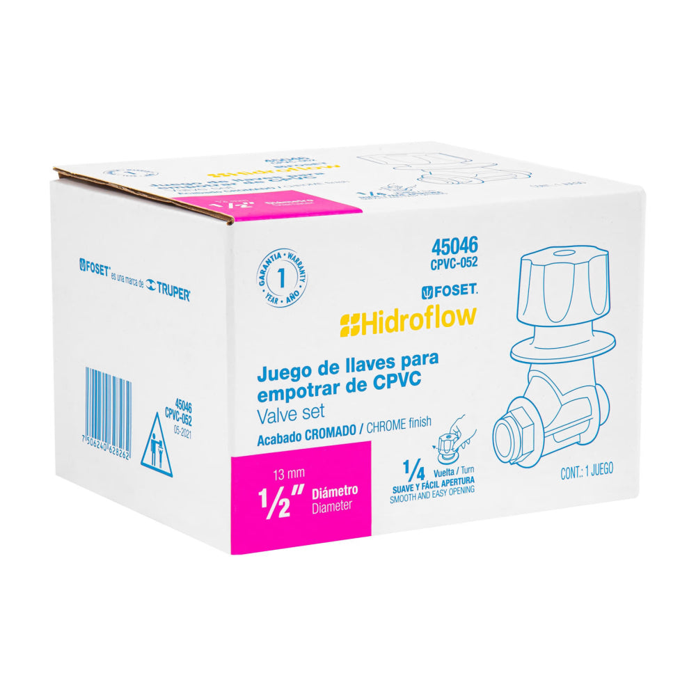 LLAVES DE EMPOTRAR PARA REGADERA DE CPVC (2 PZAS) MCA TRUPER FOSET HIDROFLOW