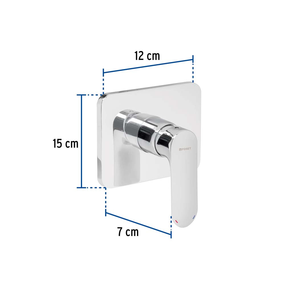MONOMANDO CROMO P/ REGADERA SIN DESVIADOR FOSET RIVIERA