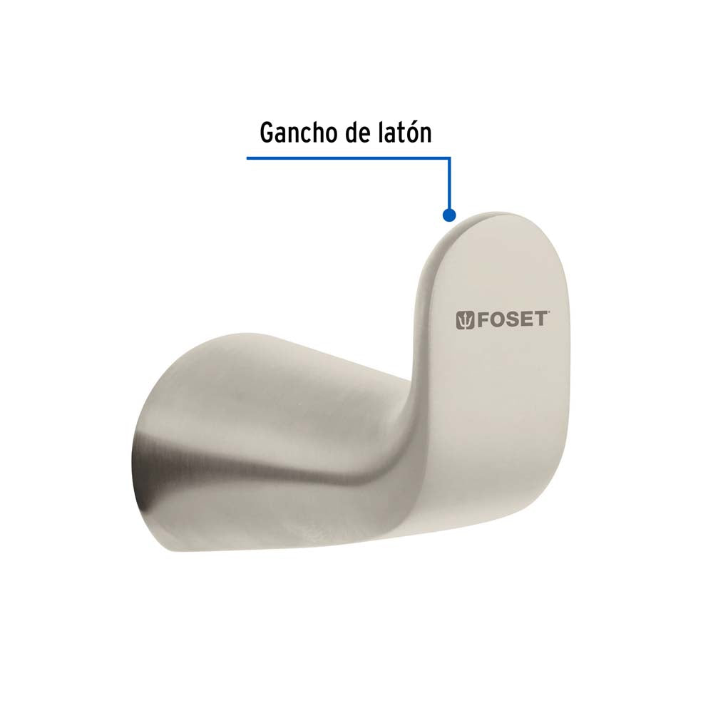 GANCHO SENCILLO SATINADO PARA TOALLA FOSET RIVIERA