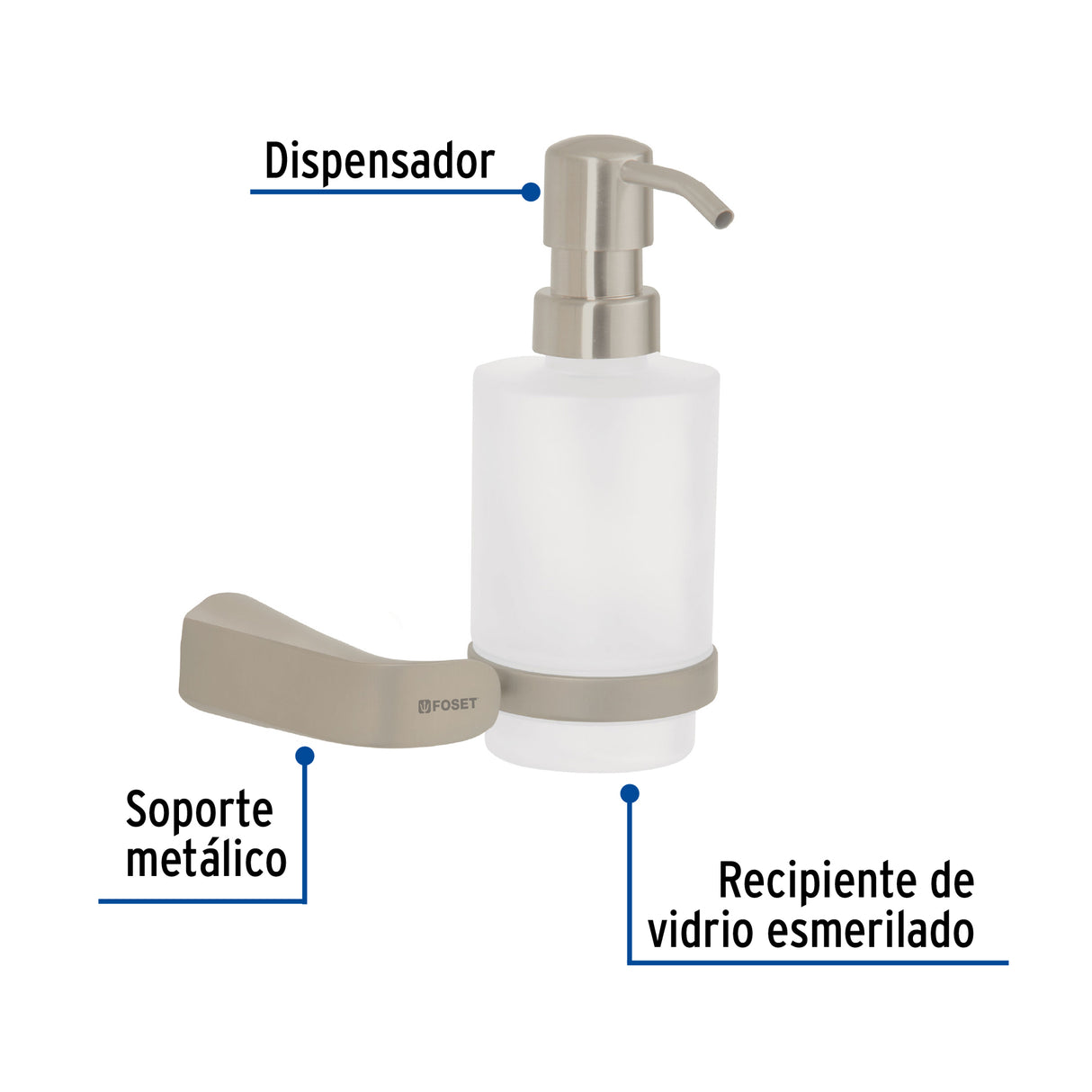 DISPENSADOR DE JABON SATINADO FOSET RIVIERA