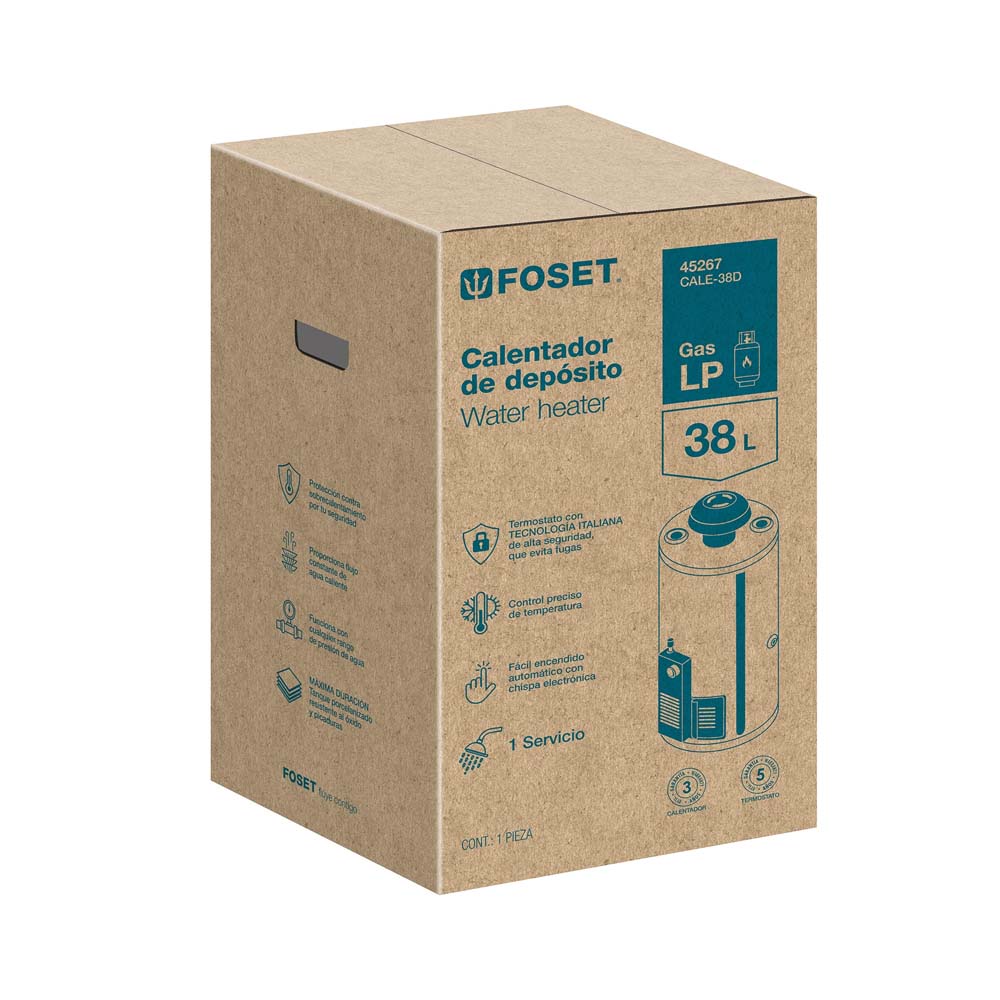 CALENTADOR DE DEPOSITO 38L GAS LP 1 SERVICIO TRUPER